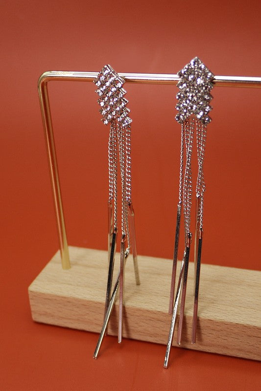 Rhinestone Arrow Drop Earrings