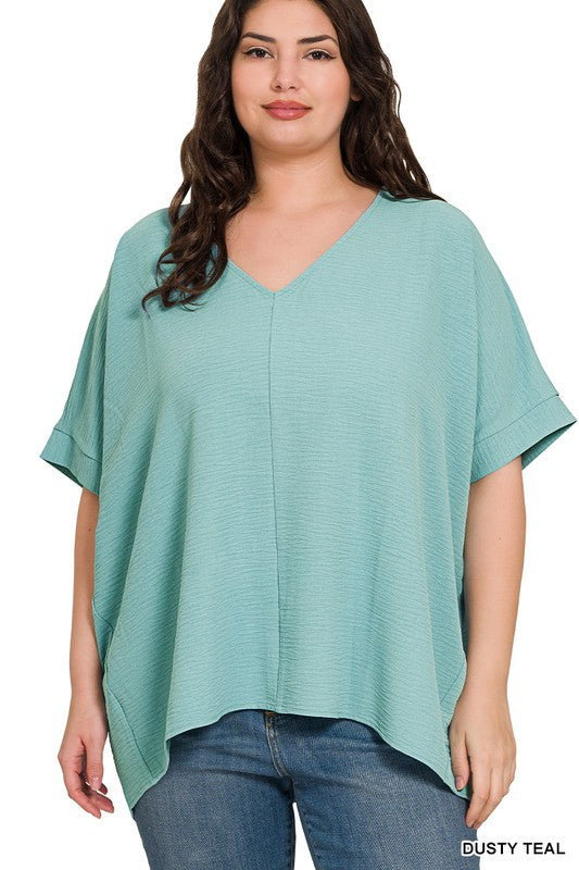 Dusty Teal/Lt Navy V Neck Curve