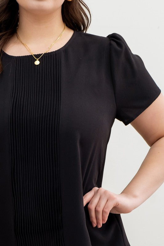 Black Pleated Blouse Curve