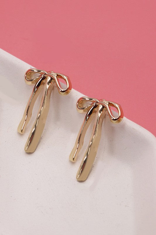 Long Ribbon Bowed Earrings