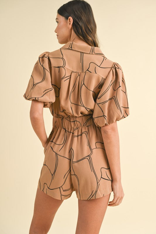 Light Camel Print Romper