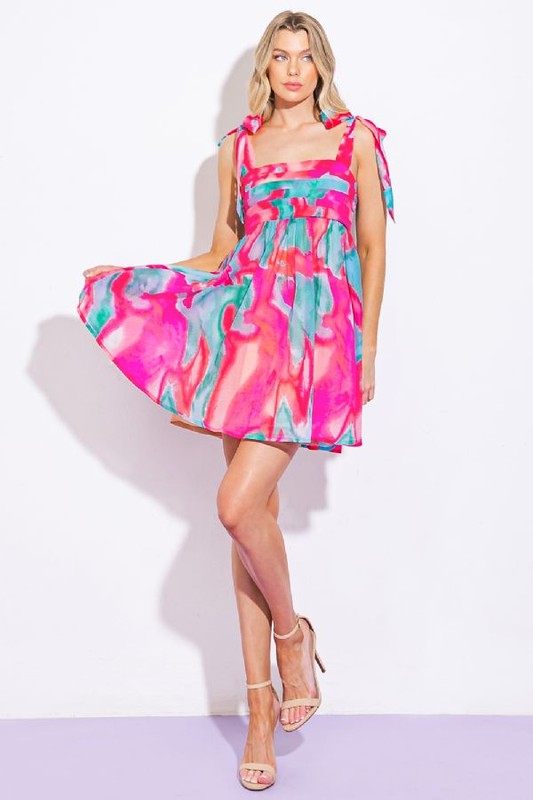 Pink Teal Mini Dress