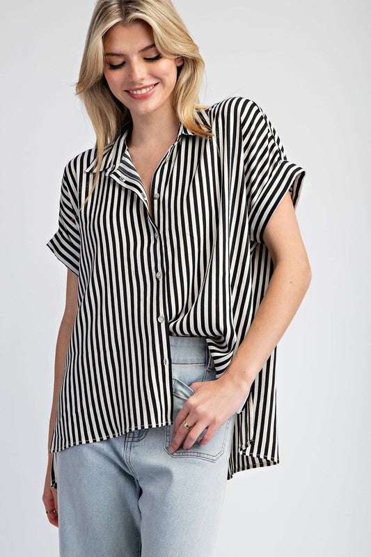 Black/Ivory Striped Blouse