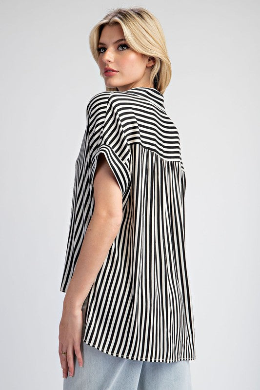 Black/Ivory Striped Blouse