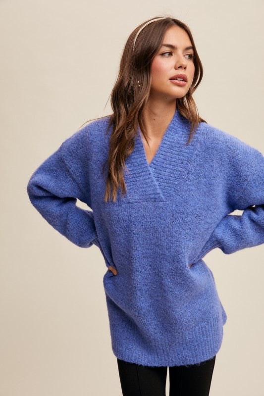 Slate Blue Oversized Sweater