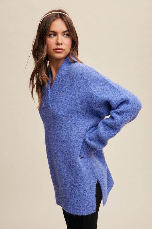 Slate Blue Oversized Sweater