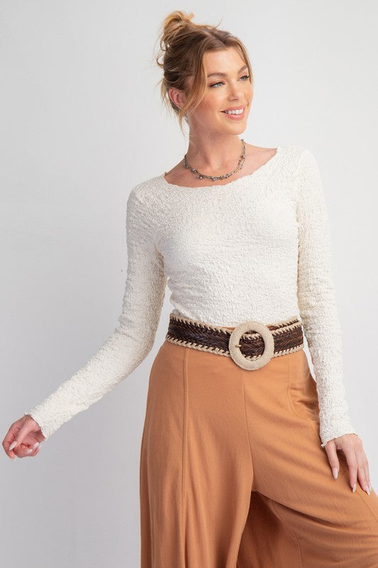 Ivory Popcorn Fitted Top