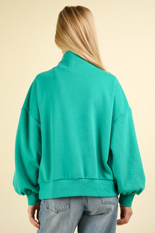 Green/Rose Snap Button Pullover