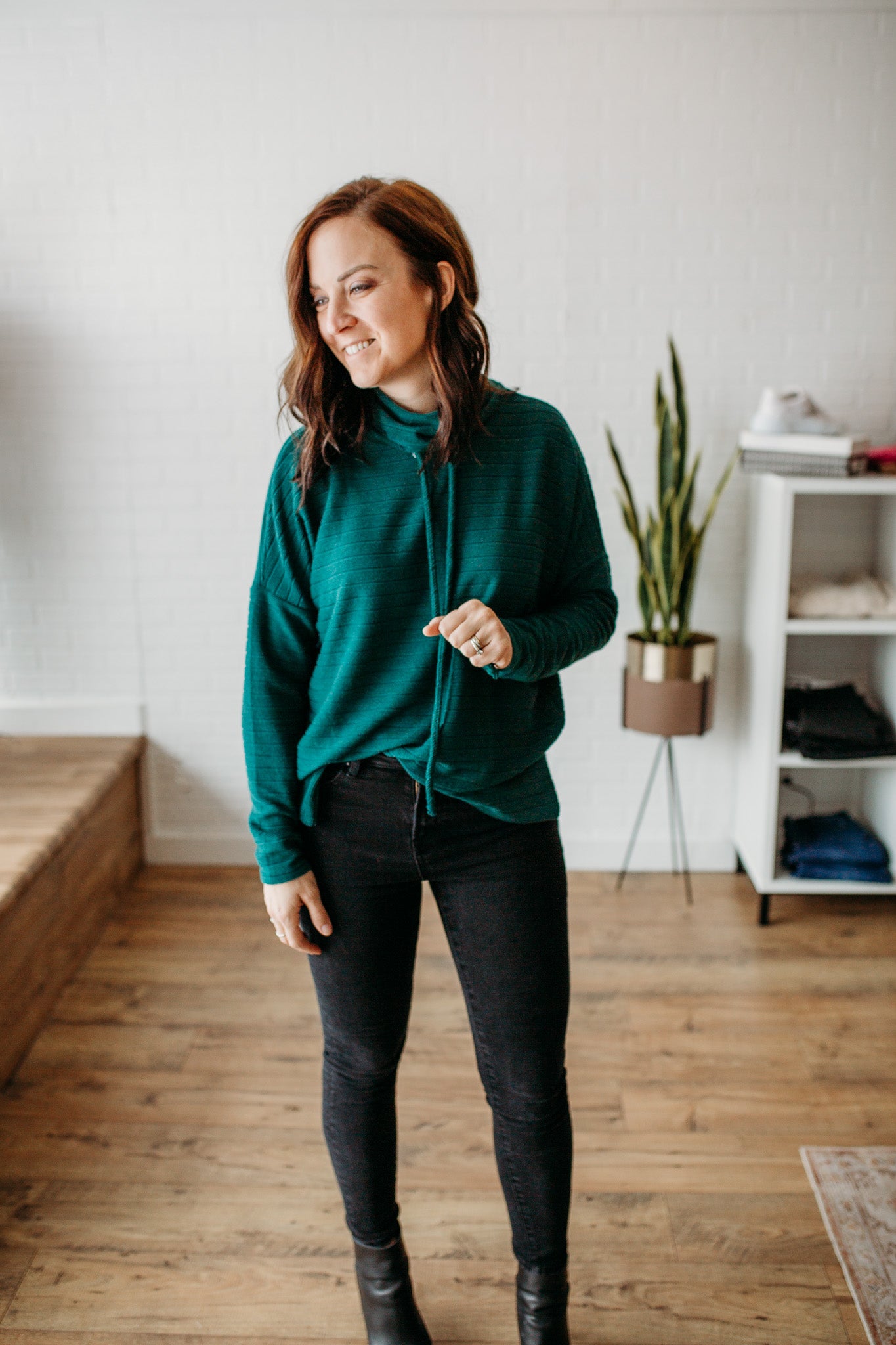 Hunter Green Drawstring Pullover