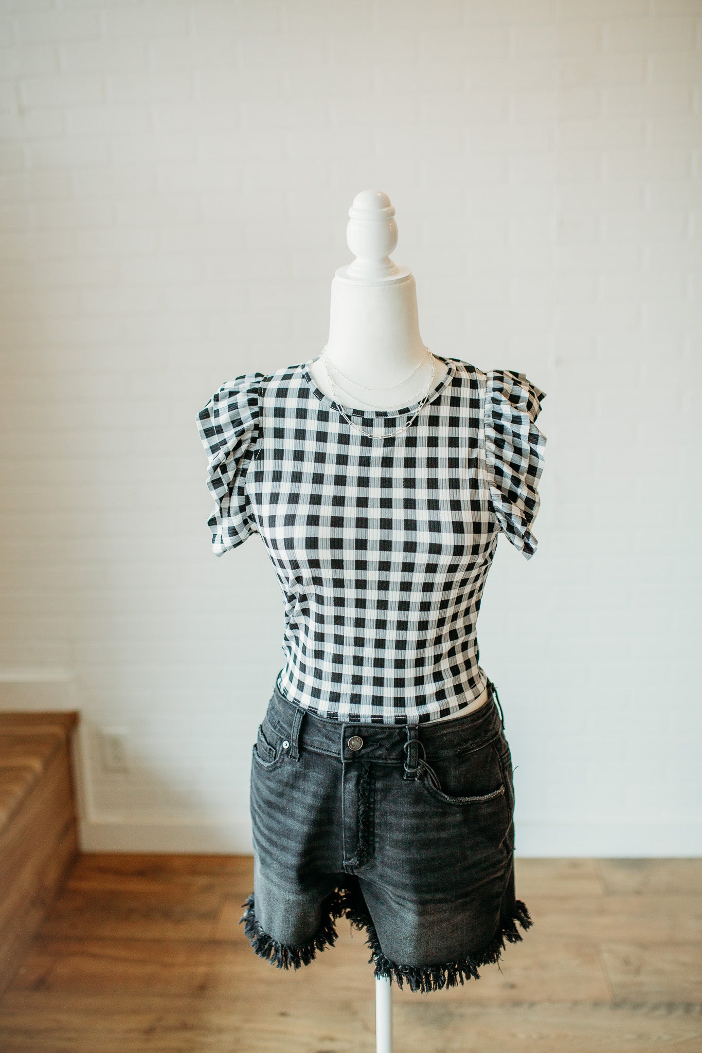 Black Gingham Crop