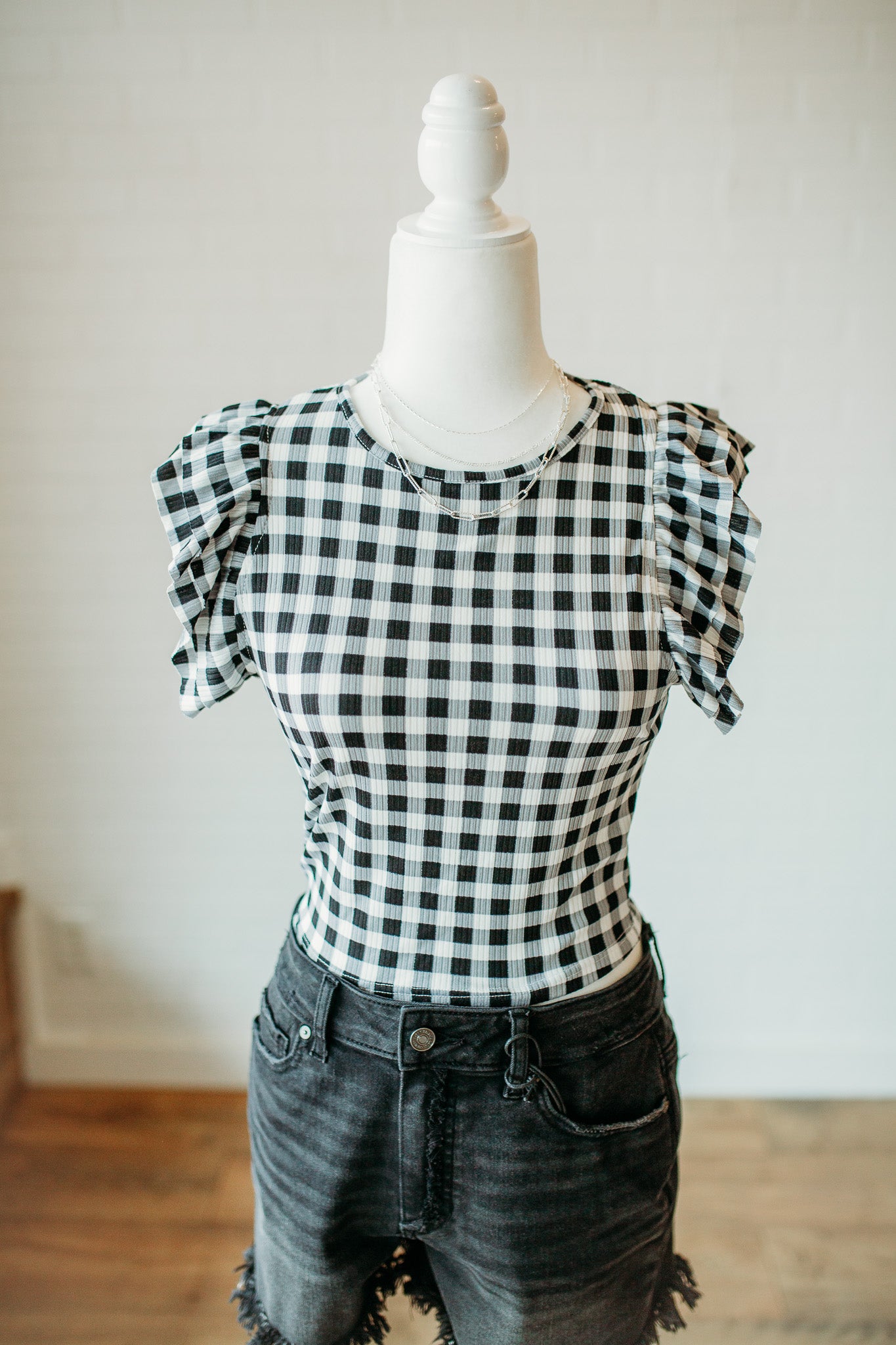 Black Gingham Crop