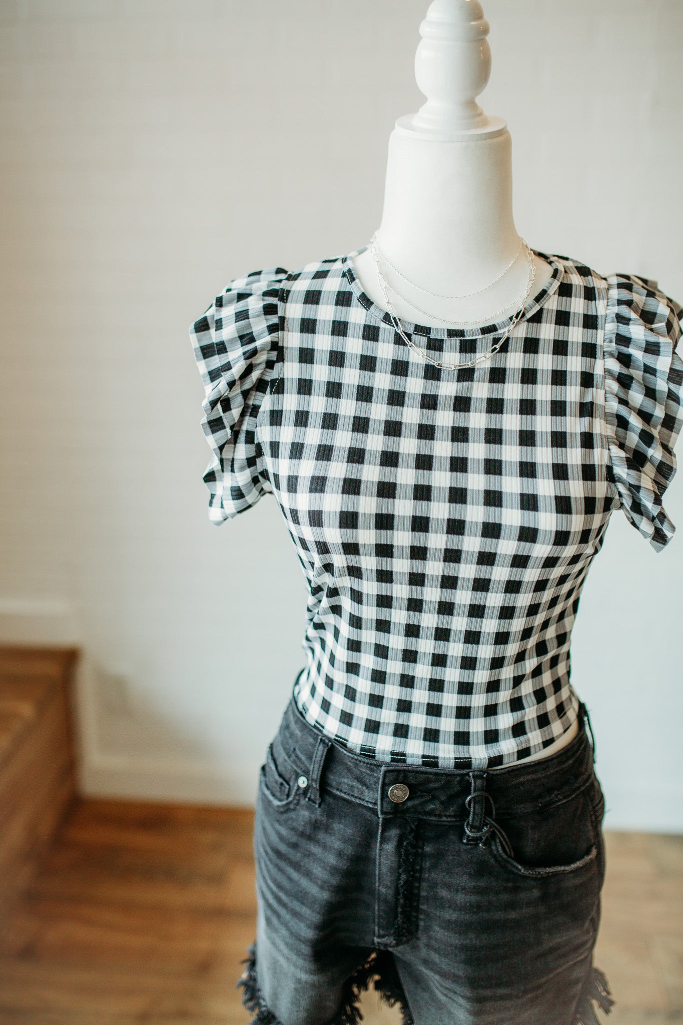 Black Gingham Crop