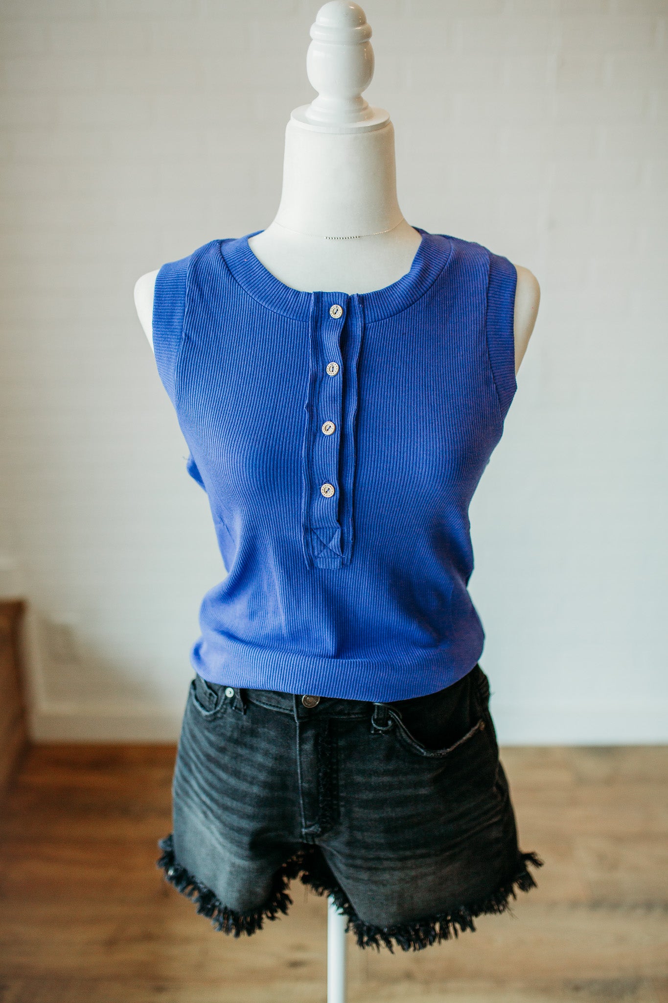 Royal Blue Button Down Tank