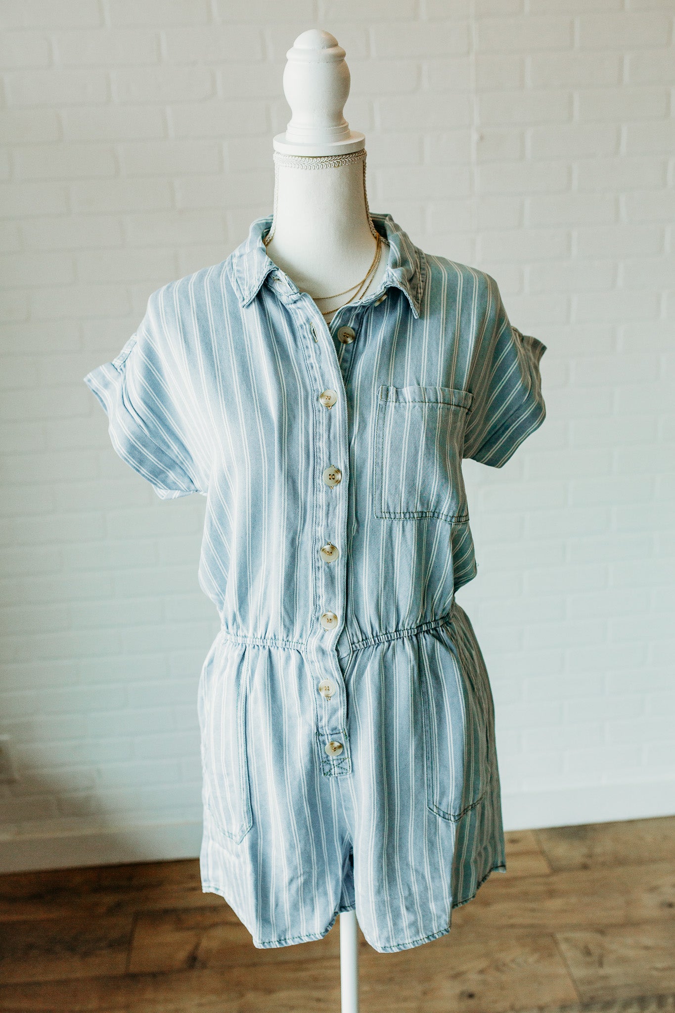 Striped Button Down Romper