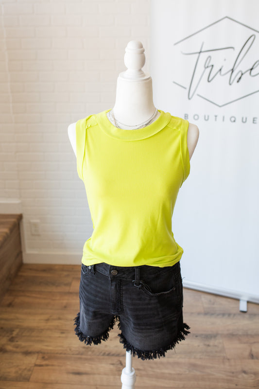 Lime Ribbed Tank