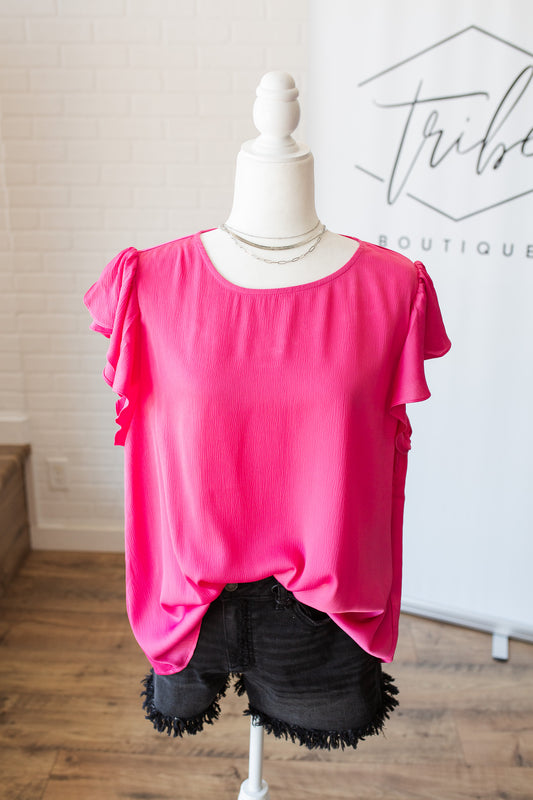 Hot Pink Ruffle Top Curve