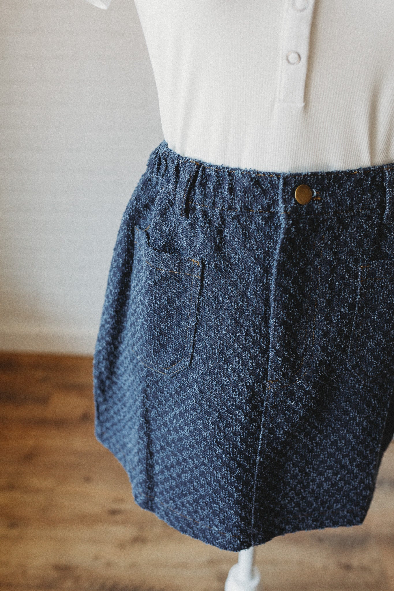 Tweed Textured Denim Skirt