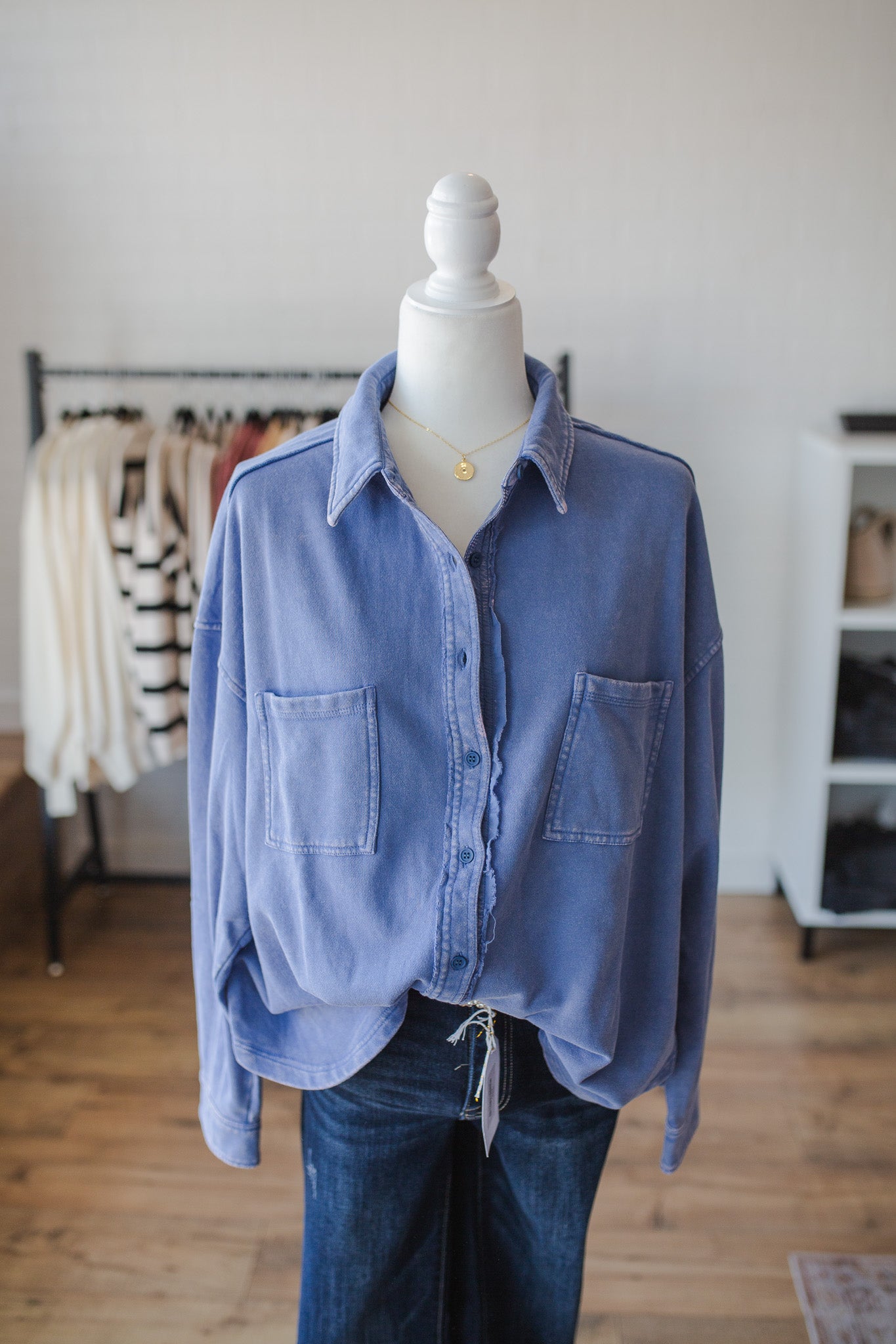 Peri Blue Washed Button Down