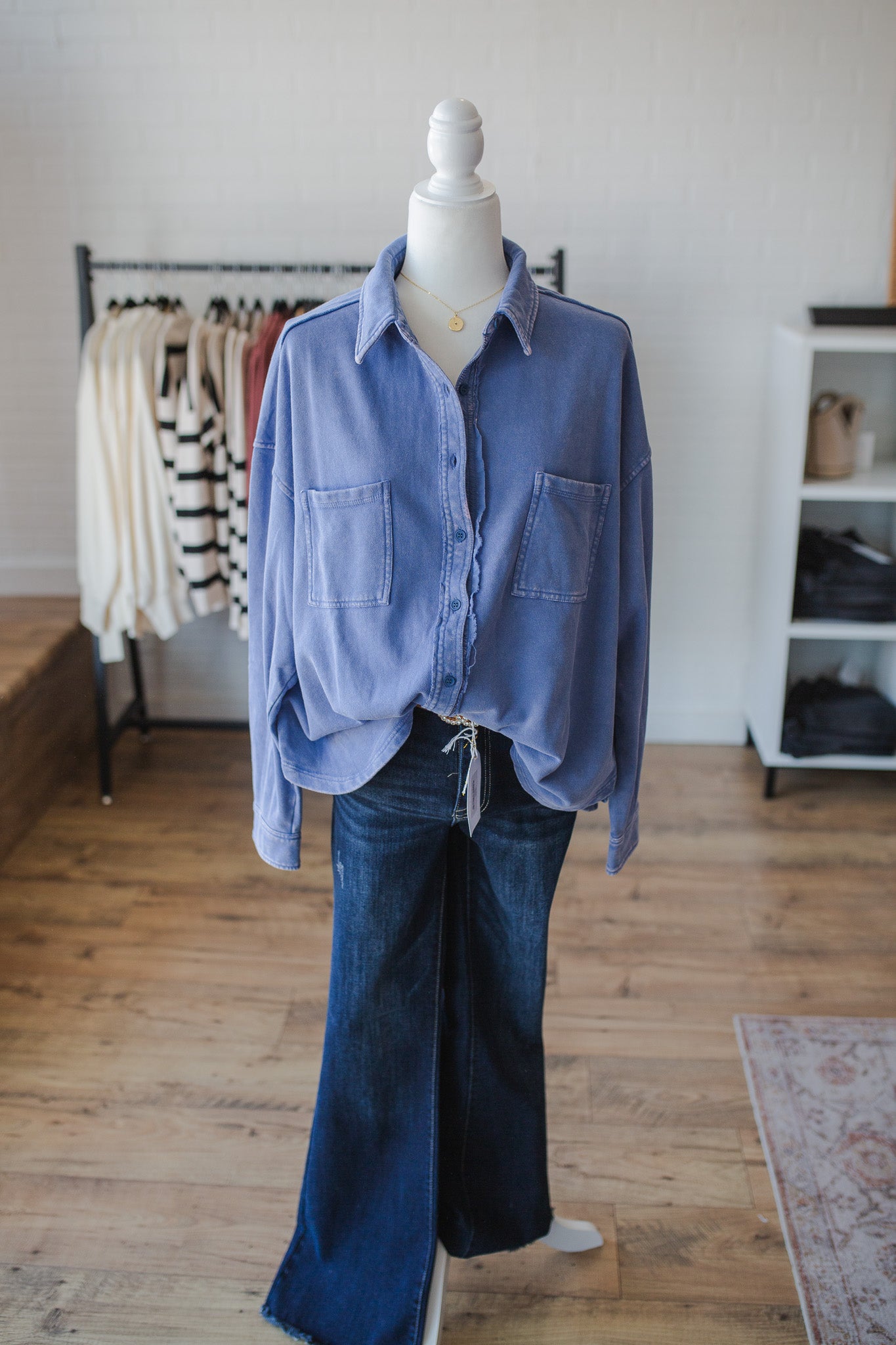 Peri Blue Washed Button Down