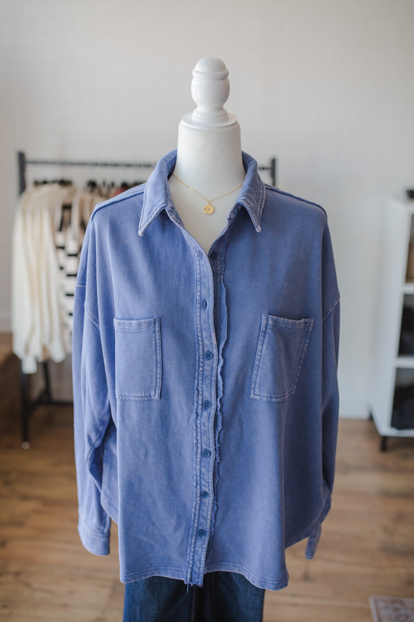 Peri Blue Washed Button Down