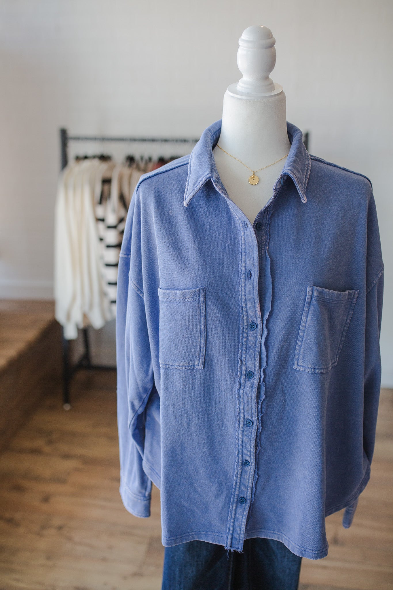 Peri Blue Washed Button Down