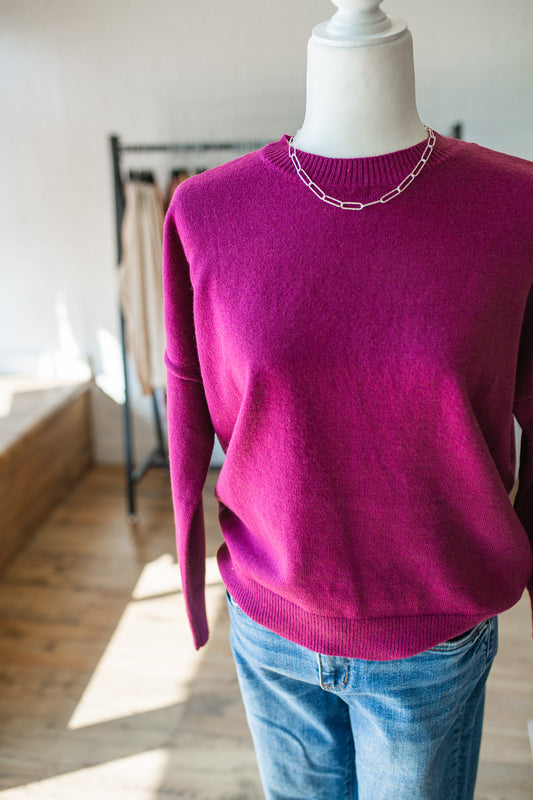 Dark Magenta Pullover Sweater