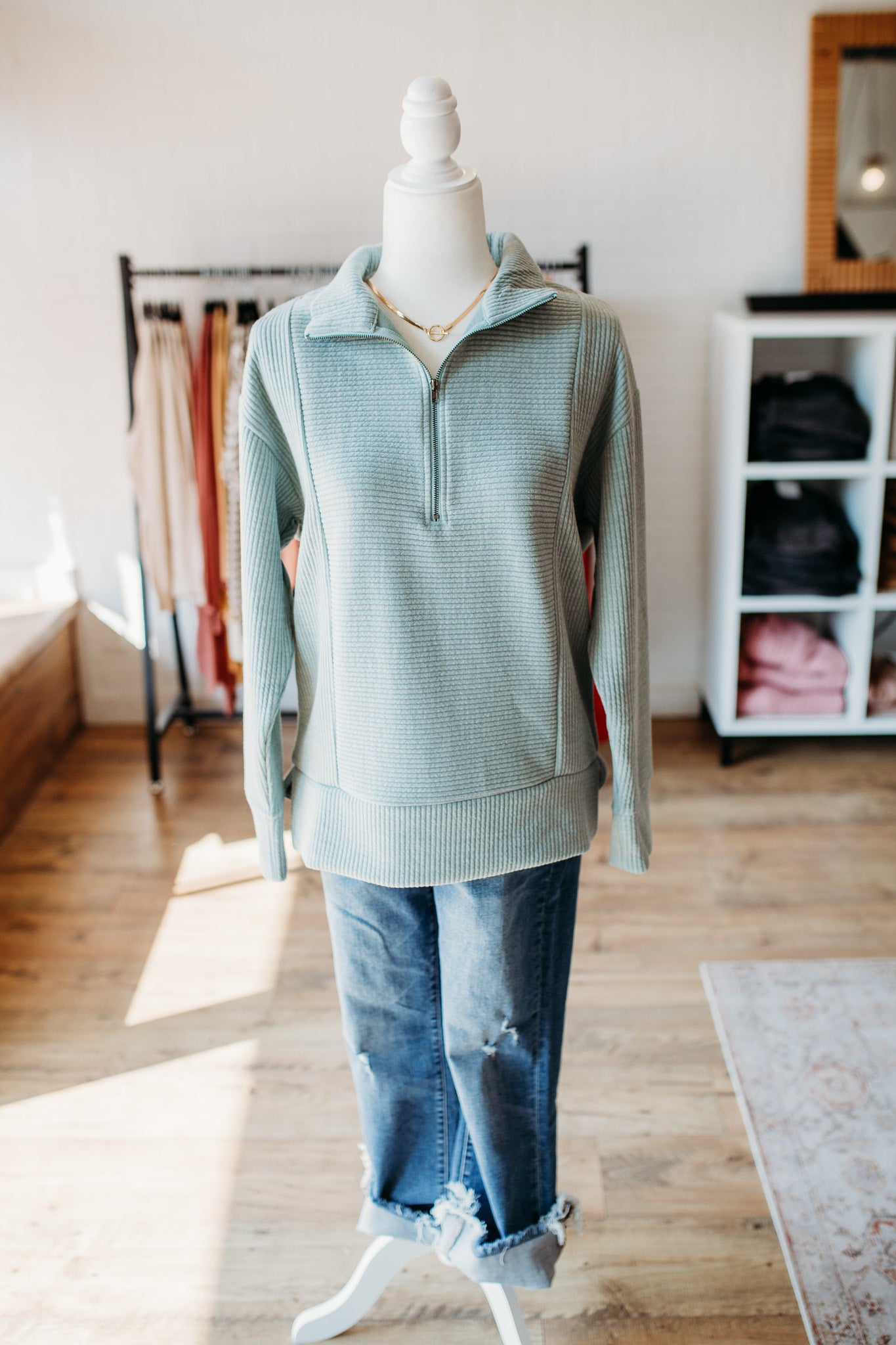 Aqua Half Zip Pullover