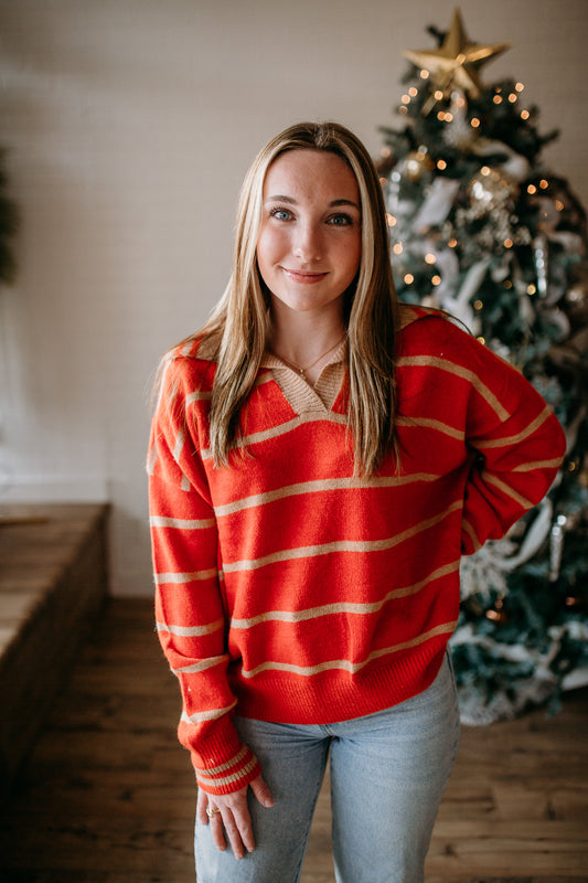 Red Camel Collared Sweater