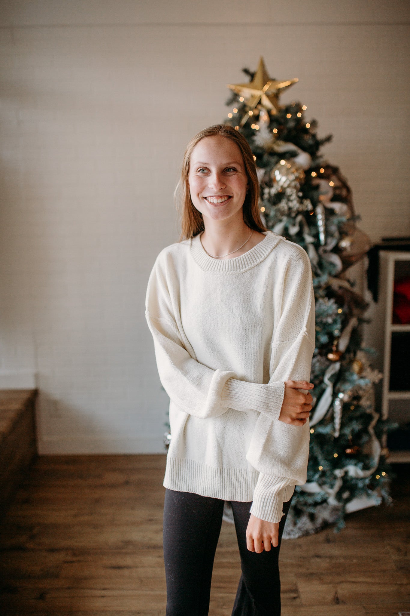 Blue/Ivory Solid Sweater