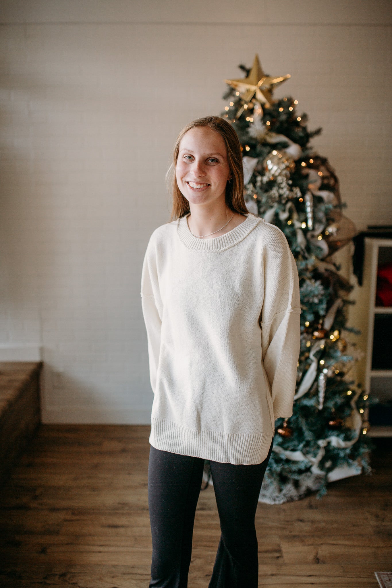 Blue/Ivory Solid Sweater