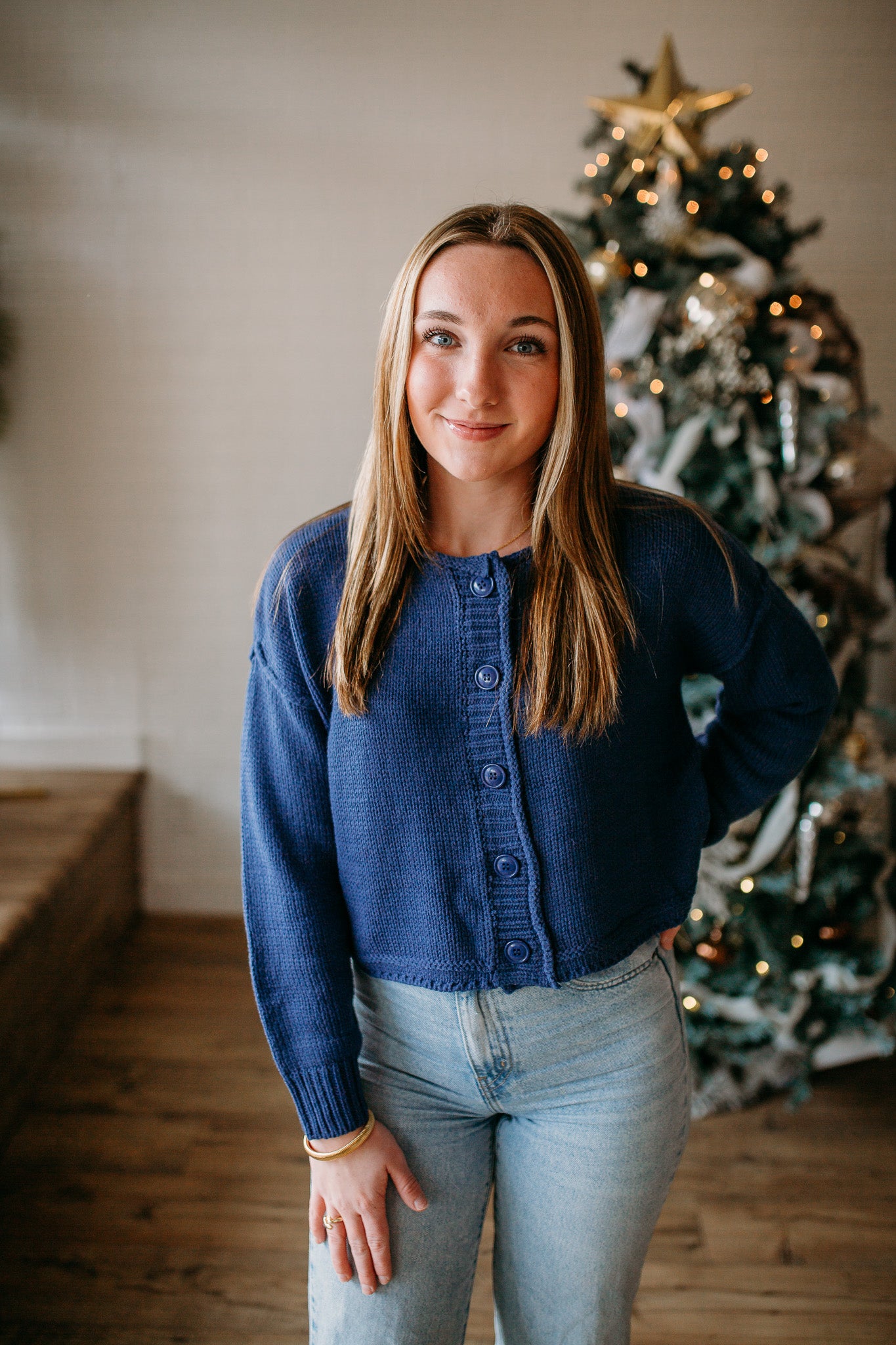 Dark Denim Button Down Cardigan