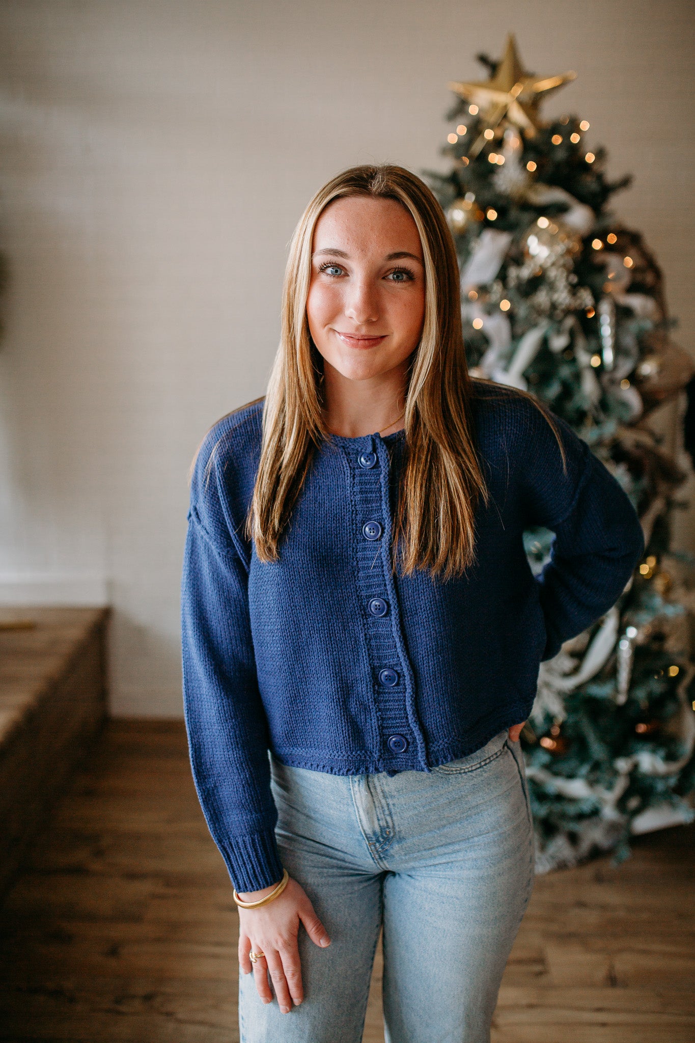 Dark Denim Button Down Cardigan