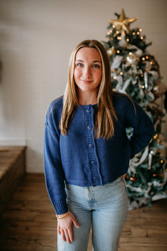 Dark Denim Button Down Cardigan