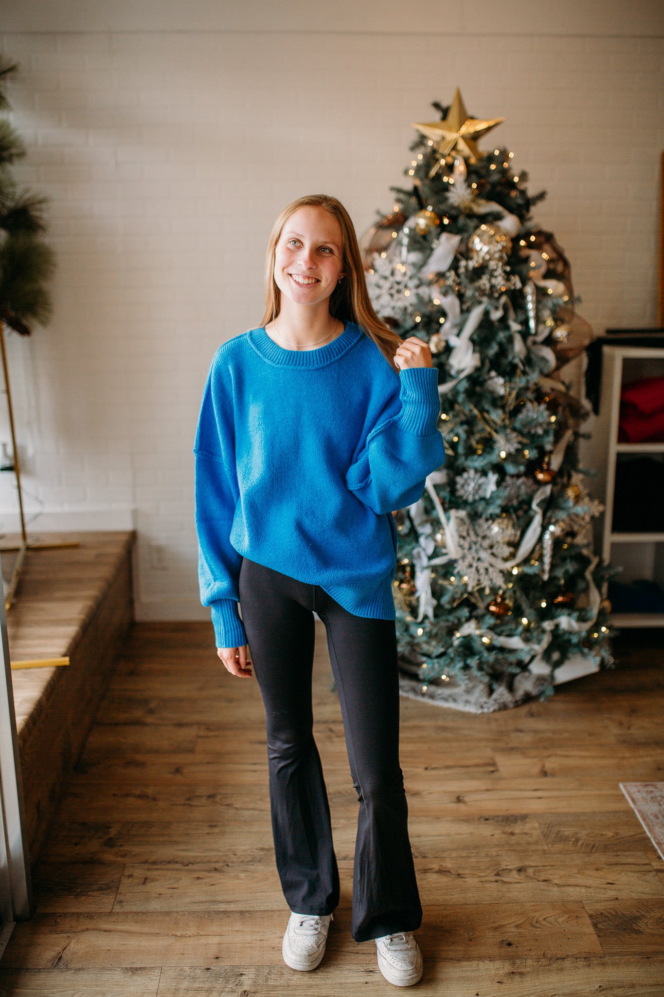 Blue/Ivory Solid Sweater