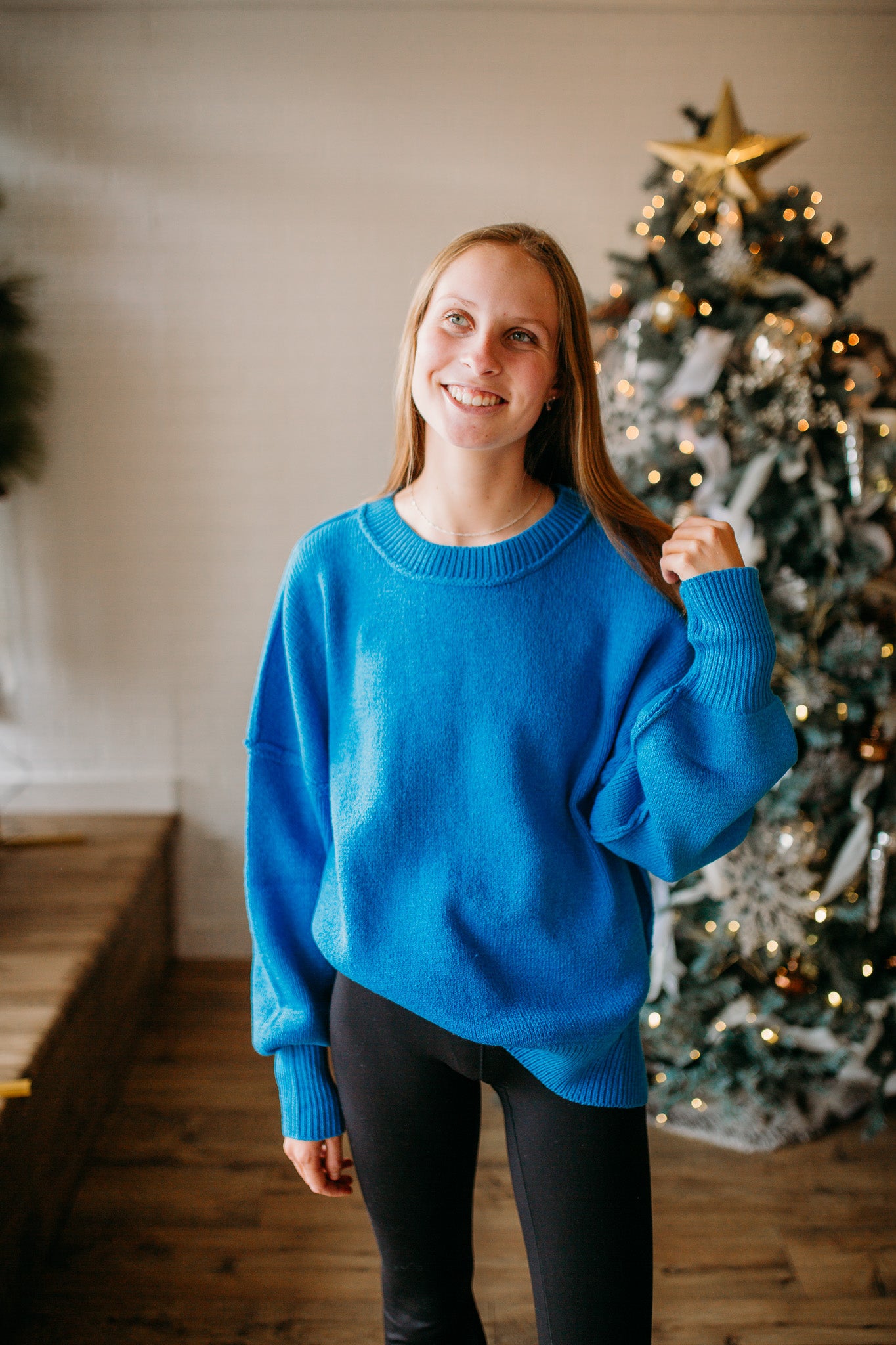 Blue/Ivory Solid Sweater