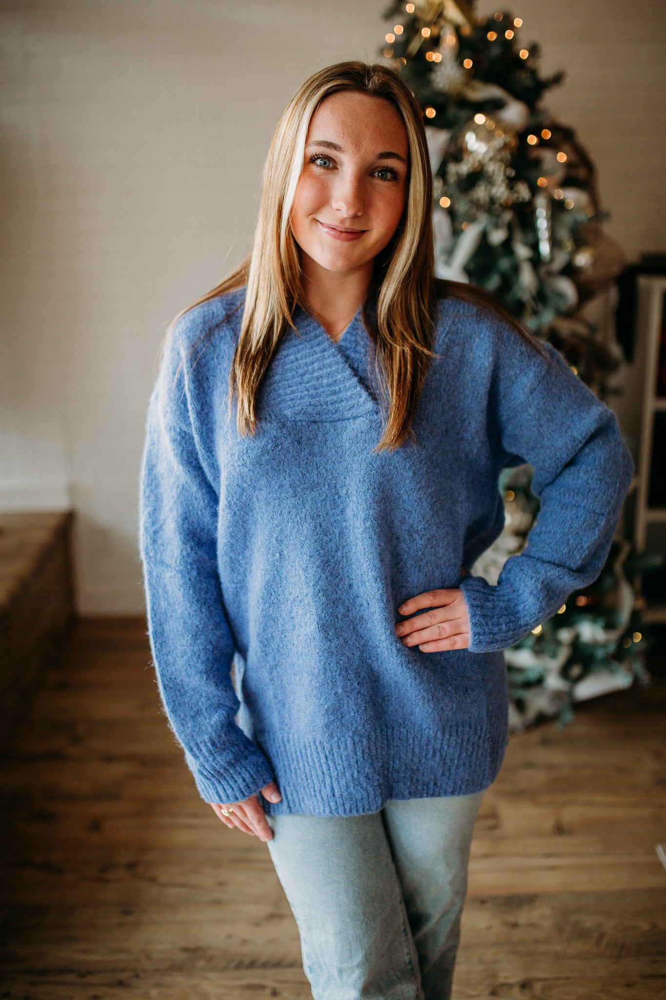 Slate Blue Oversized Sweater