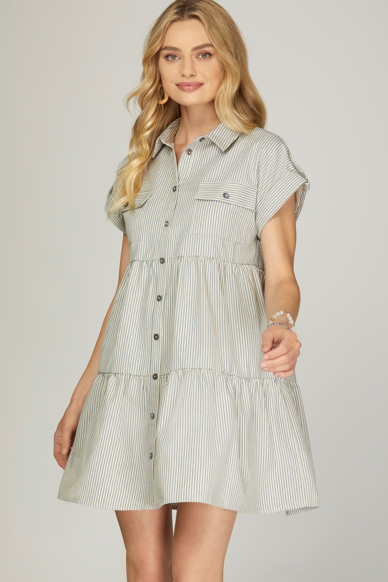 Blue Line Tiered Dress