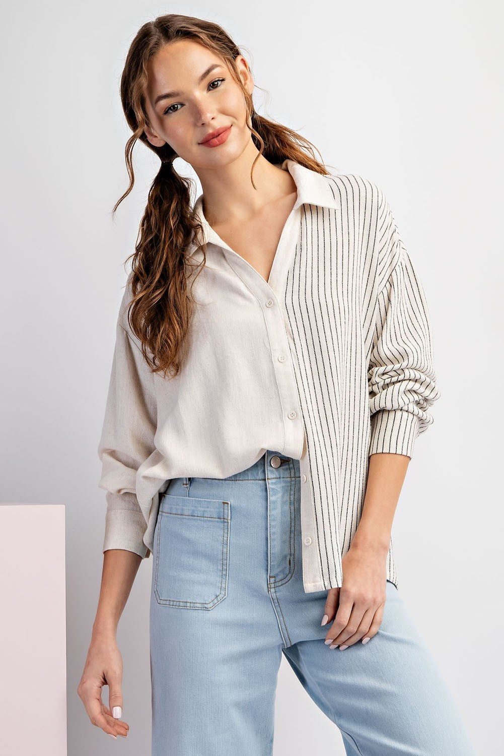 Natural Striped Button Down