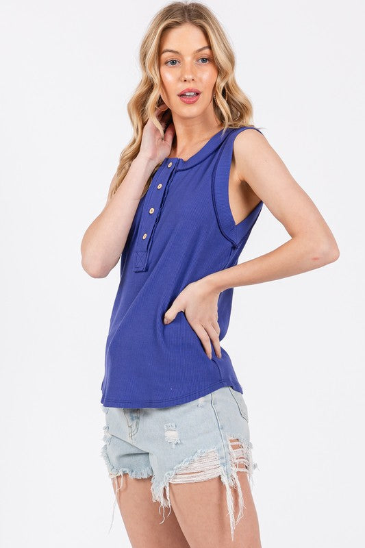 Royal Blue Button Down Tank