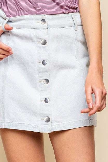 Lt Denim Button Skirt