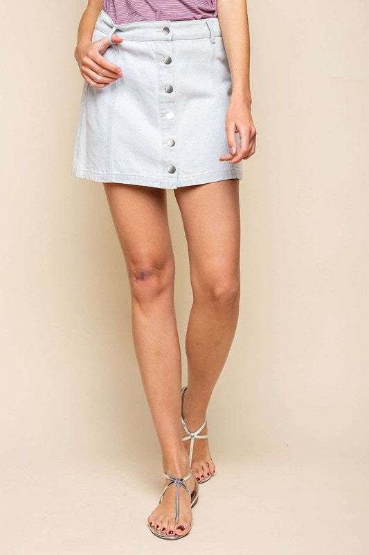 Lt Denim Button Skirt